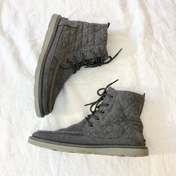 Toms Mens Searcher Boot Castlerock Quilted Wool Suede Grey Shoes - Picture 7 of 16